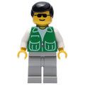 fig-009052 – Man, Green Jacket, Light Gray Legs, Black Hair, Sunglasses