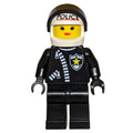 fig-009054 – Paula - Policewoman, Black Jacket with Zipper and Badge, White Helmet with 'POLICE' and Visor