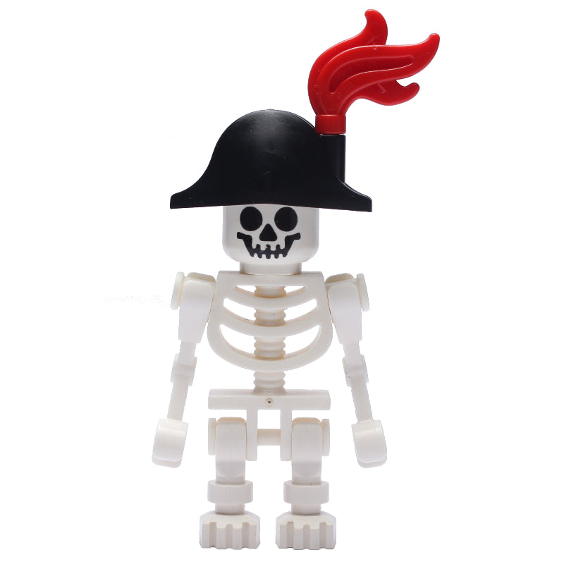 fig-009105 – Skeleton, Standard Face, Bicorne Hat with Red Plume