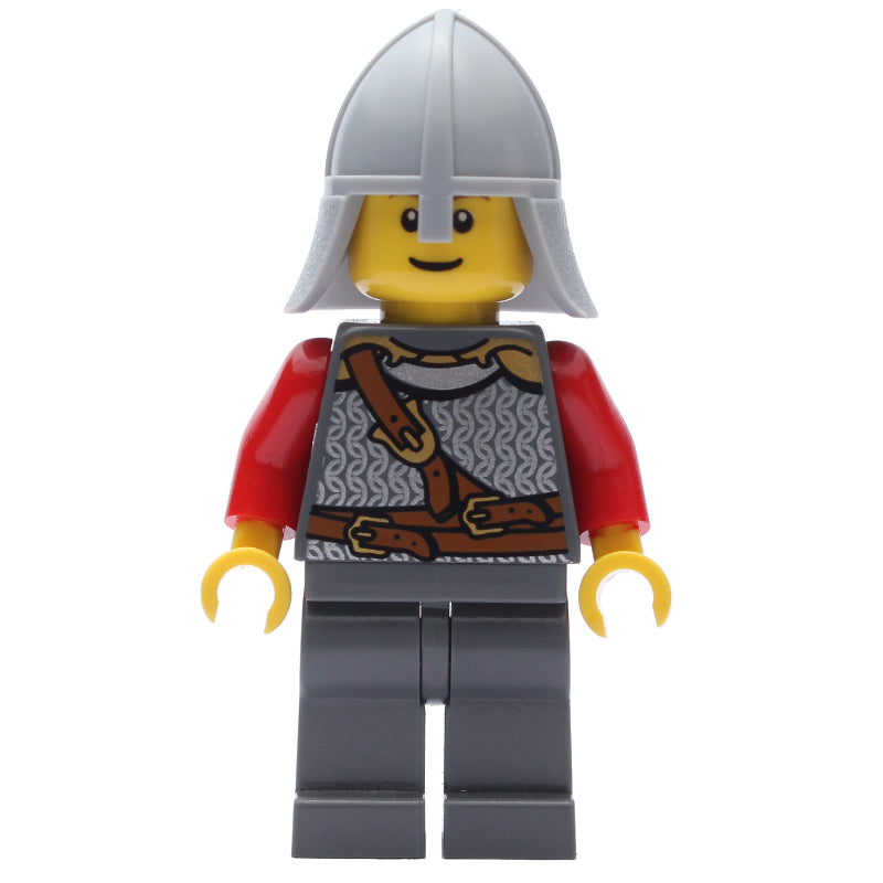 fig-009111 – Knight, Armor with Straps, Light Bluish Gray Helmet, Reddish Brown Eyebrows
