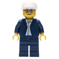 fig-009125 – Man, Dark Blue Suit with no Tie, White Cap, Glasses