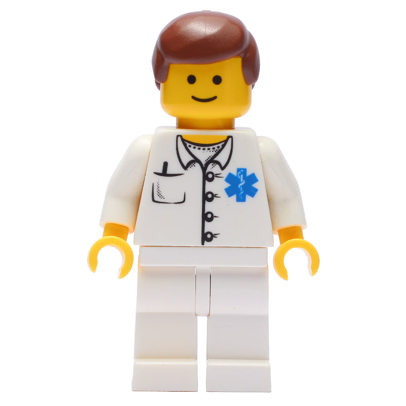 fig-009126 – Doctor, White Shirt with Star of Life Logo, Reddish Brown Hair