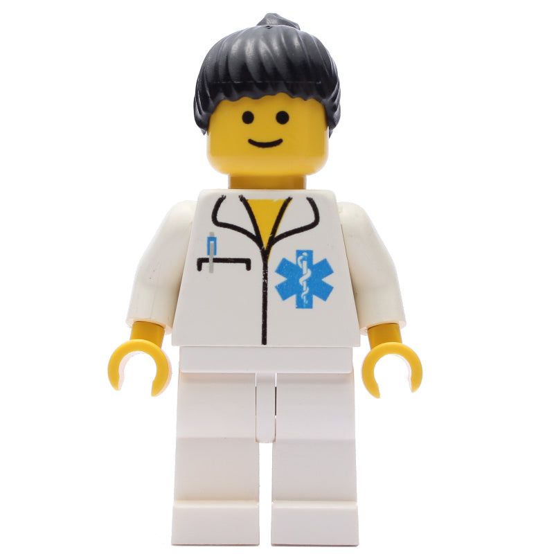 fig-009127 – Doctor, Woman, White Shirt with Star of Life Logo, Black Hair