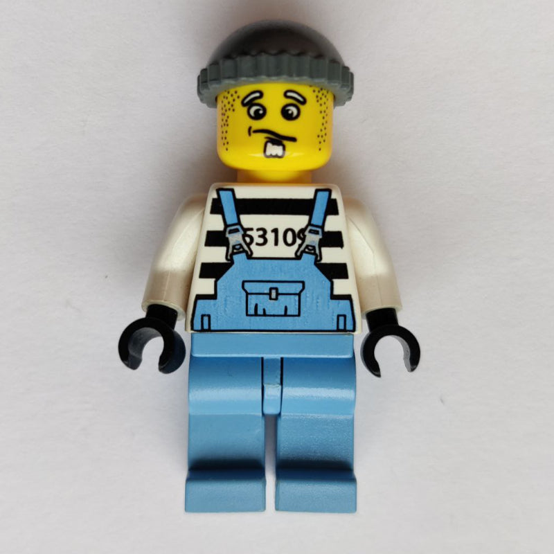 fig-009131 – Criminal, Medium Blue Overalls over Prison Shirt