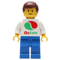 fig-009134 – Man, White Top with Large Octan Logo, Blue Legs, Reddish Brown Hair