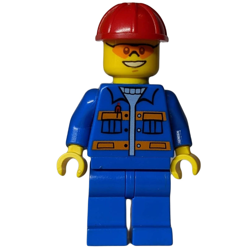 fig-009155 – Worker - Blue Torso, Blue Legs, Red Helmet, Glasses