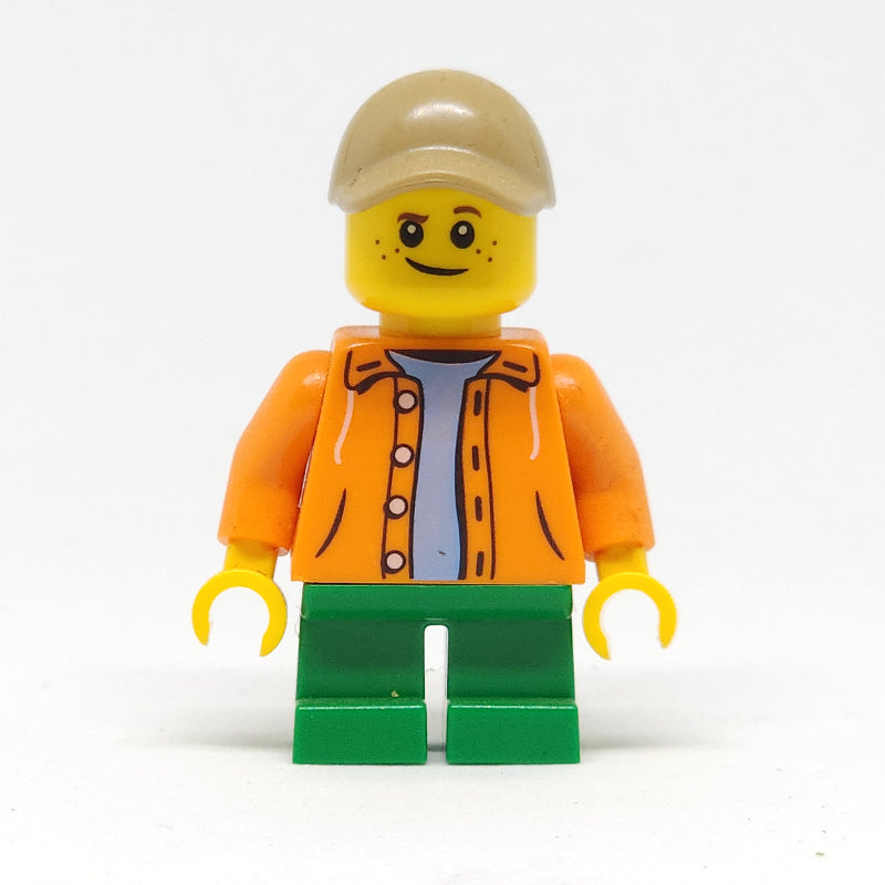 fig-009162 – Kid, Orange Torso, Green Legs, Dark Tan Cap