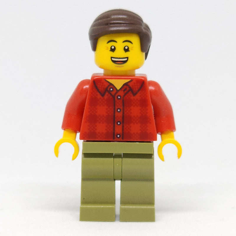 fig-009164 – Red Torso, Olive Green Legs, Dark Brown Hair