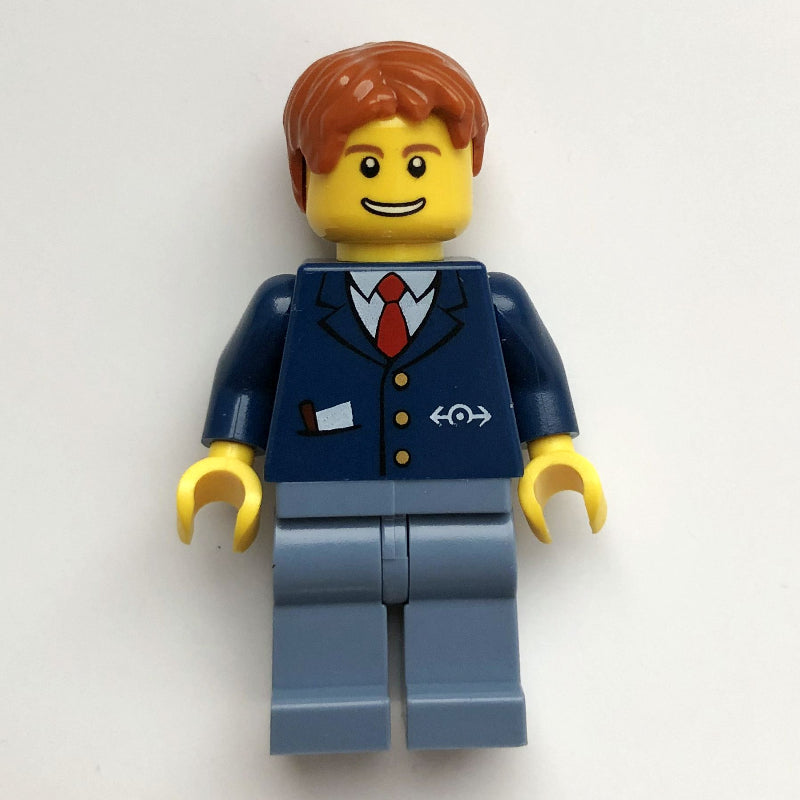 fig-009169 – Train Worker - Dark Blue Torso, Sand Blue Legs, Dark Orange Hair