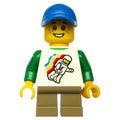 fig-009172 – Kid - White Torso, Classic Space Figure, Dark Tan Legs, Blue Cap