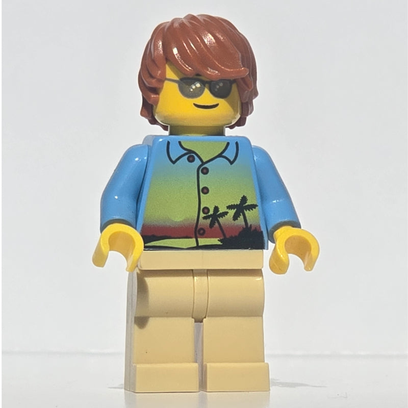 fig-009186 – Medium Blue Torso, Tan Legs, Dark Orange Hair, Sunglasses