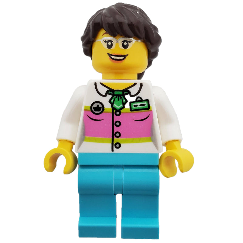 fig-009192 – White Torso, Medium Azure Legs, Dark Brown Hair