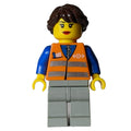 fig-009209 – Train Worker - Orange Torso, Light Bluish Grey Legs, Dark Brown Hair