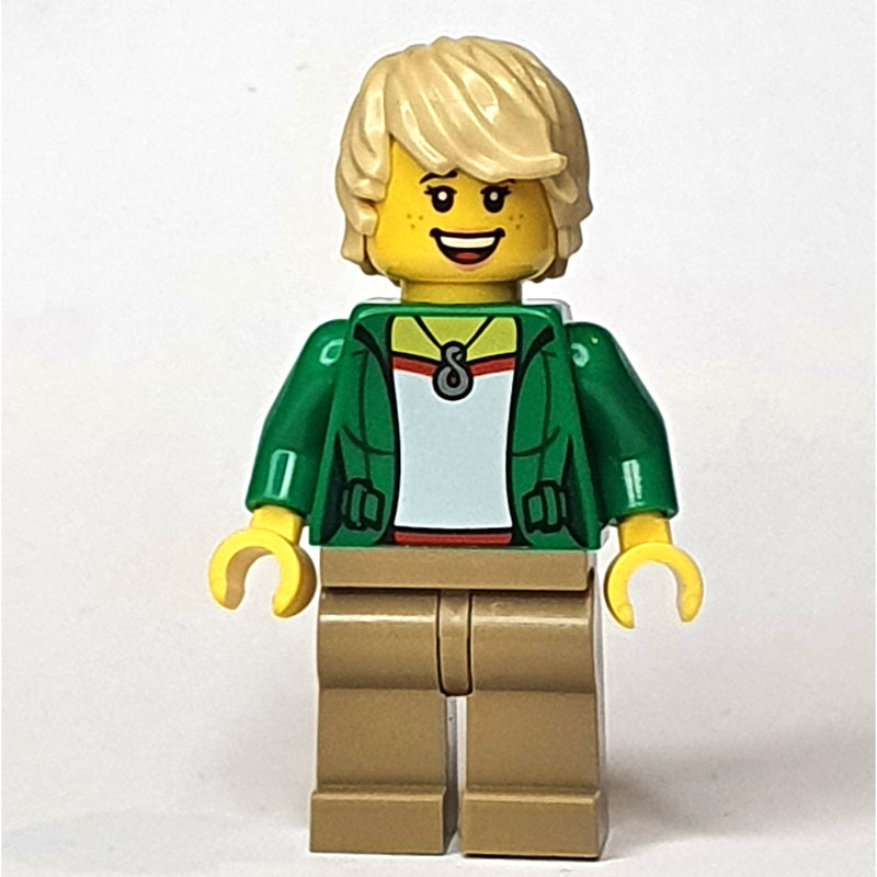 fig-009215 – Green Torso, Dark Tan Legs, Tan Hair