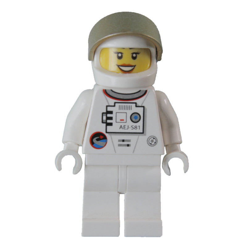 fig-009228 – Astronaut - White Torso and Legs, Gold Visor, Female, Smile