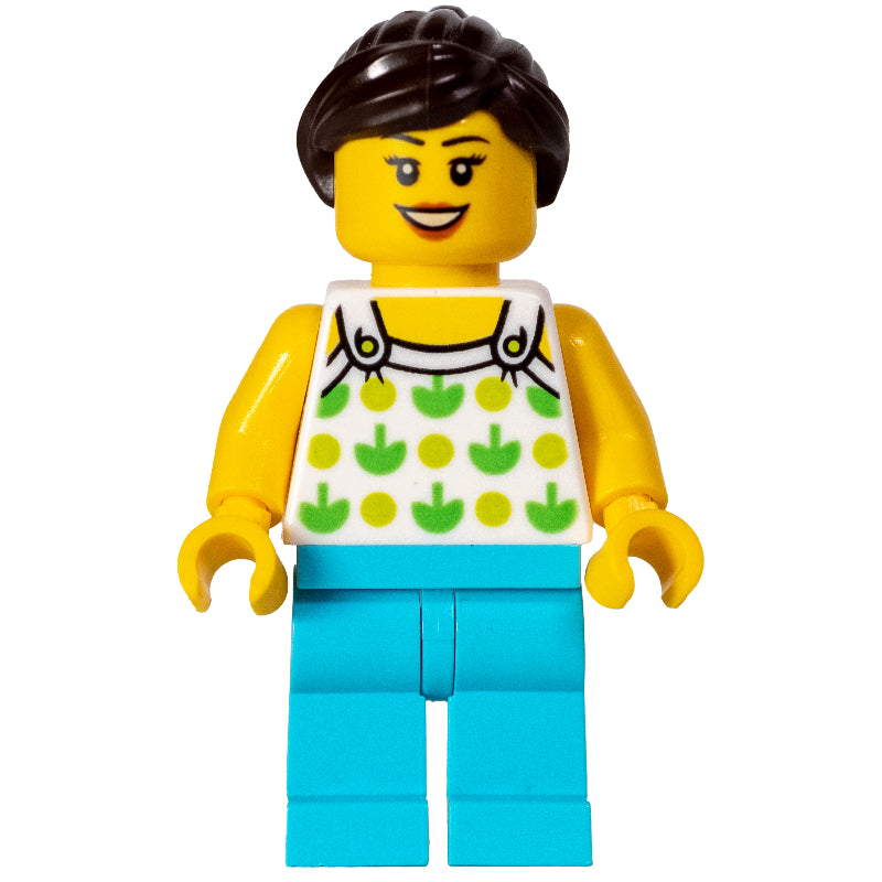 fig-009230 – White Torso, Medium Azure Legs, Dark Brown Hair