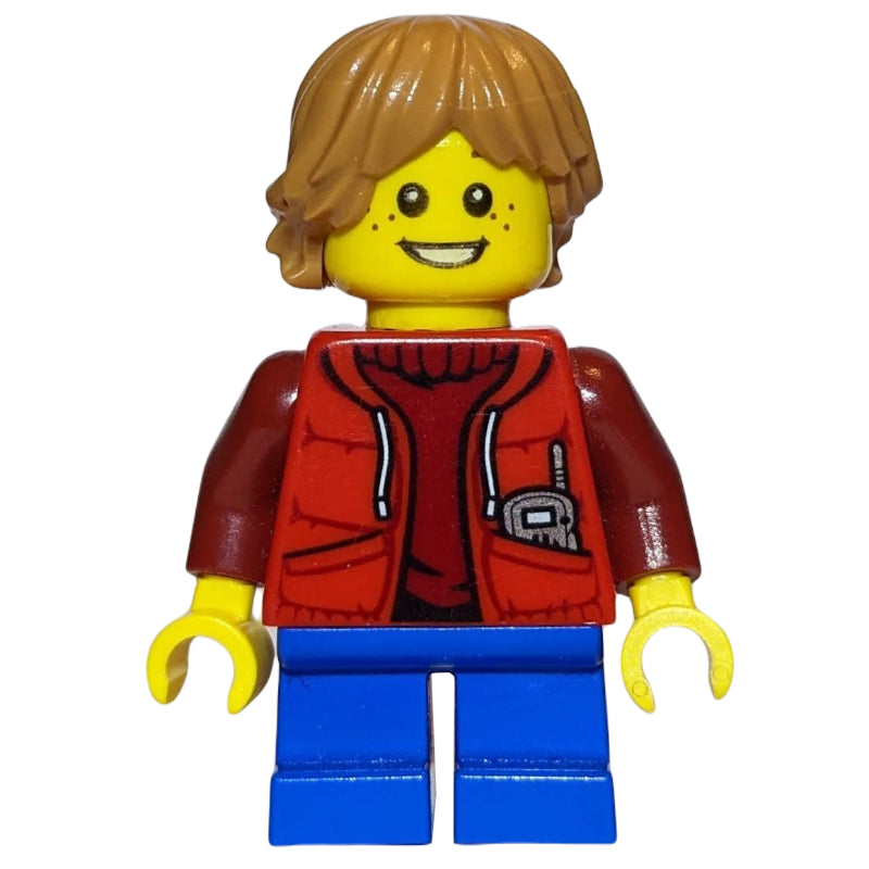 fig-009233 – Kid - Red Torso, Blue Legs, Medium Nougat Hair