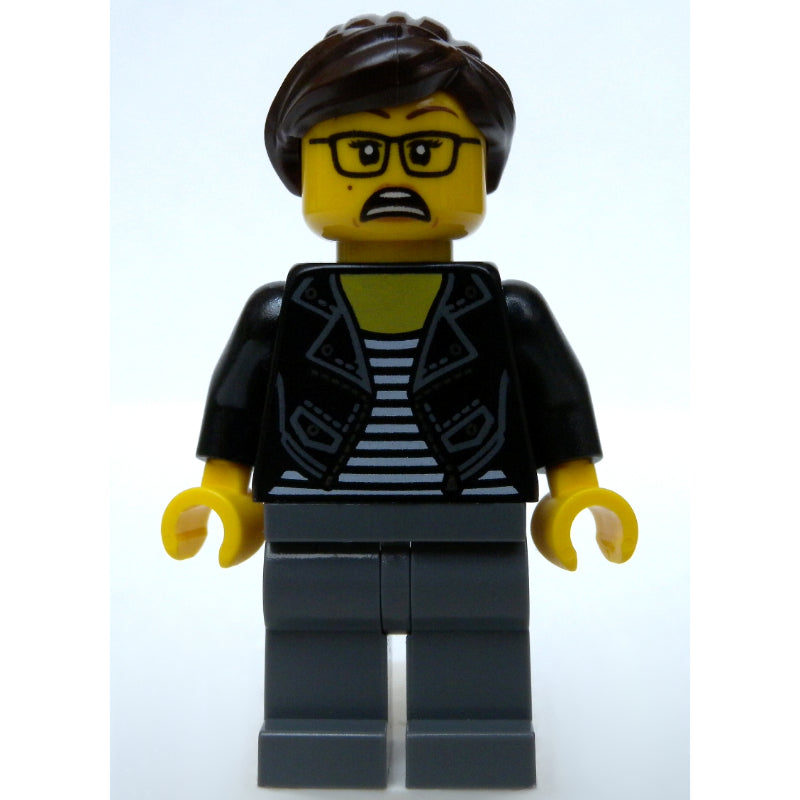 fig-009243 – Black Torso, Dark Bluish Grey Legs, Dark Brown Hair