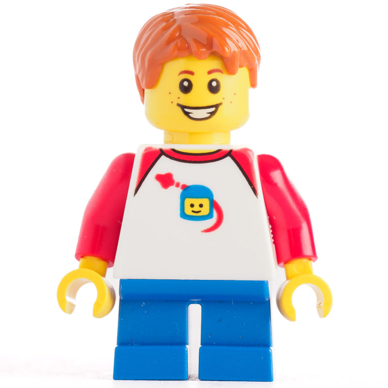 fig-009266 – Kid - White Torso, Dark Blue Legs, Dark Orange Hair