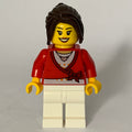 fig-009284 – Woman, Cardigan Tied with Bow and Necklace, White Legs, Dark Brown Hair