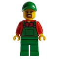 fig-009288 – Man, Green Overalls over Red Shirt, Green Cap, Goatee Beard