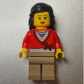 fig-009298 – Woman, Cardigan Tied with Bow and Necklace, Dark Tan Legs, Black Hair