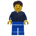 fig-009303 – Man, Dark Blue Plaid Shirt, Blue Legs, Dark Brown Hair (3626b Head)