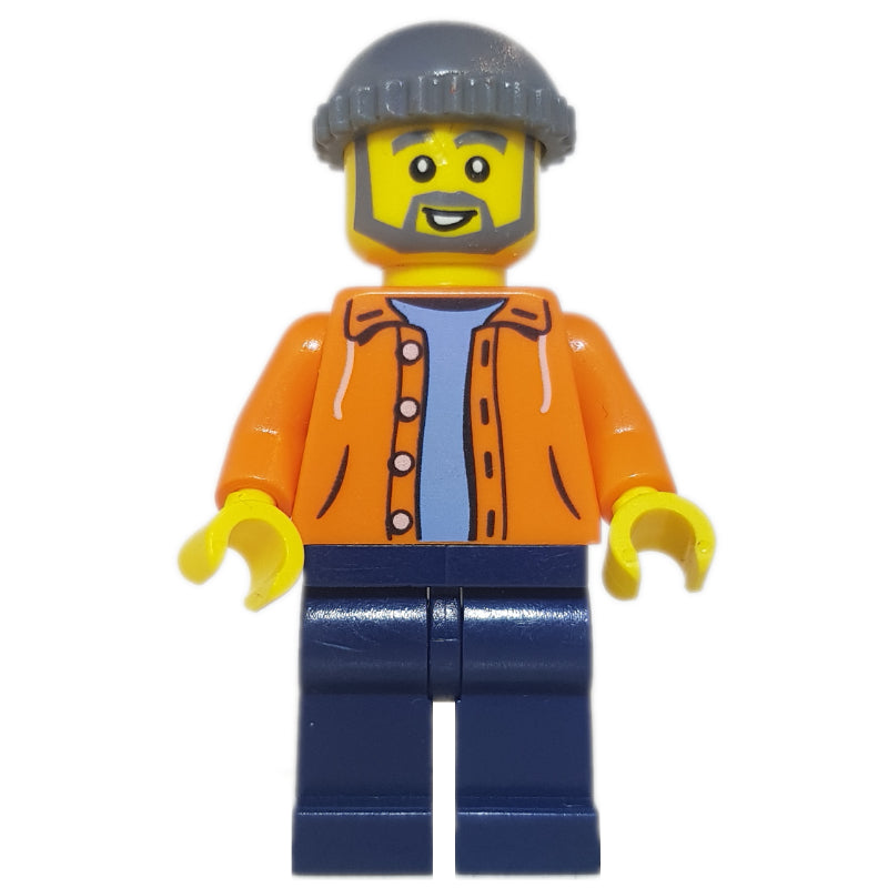 fig-009312 – Orange Torso, Dark Blue Legs, Dark BLuish Grey Cap