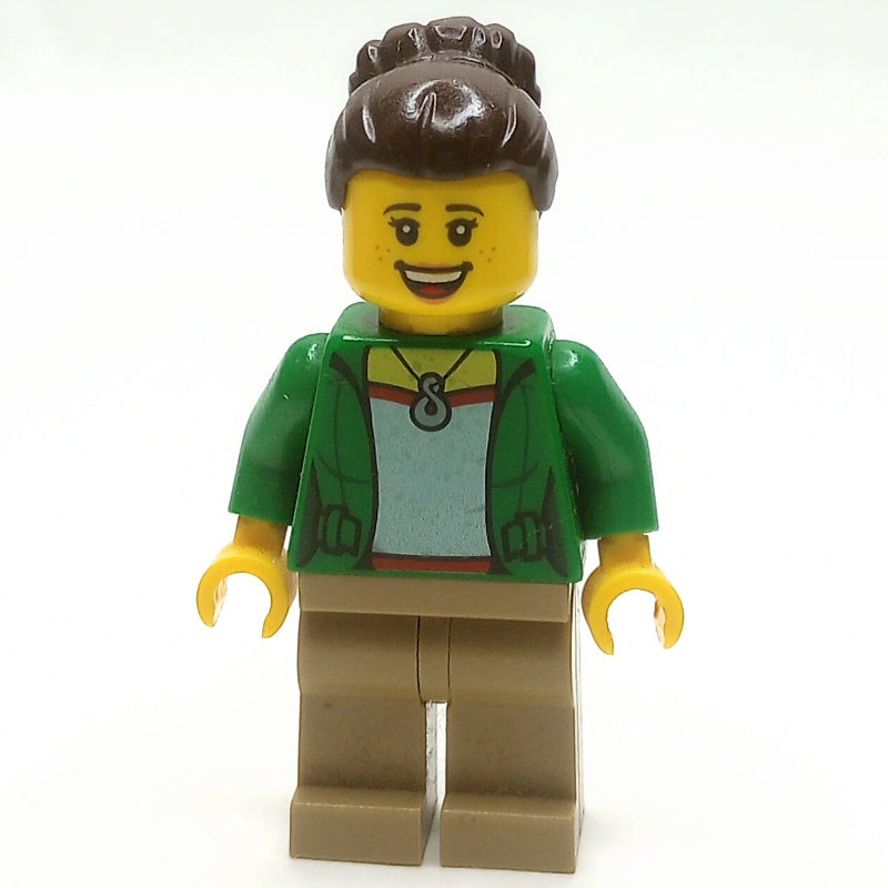 fig-009320 – Green Torso, Dark Tan Legs, Dark Brown Hair