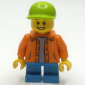 fig-009321 – Kid - Orange Torso, Dark Azure Legs, Lime Cap