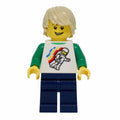 fig-009323 – White Torso, Classic Space Figure, Dark Blue Legs, Tan Hair