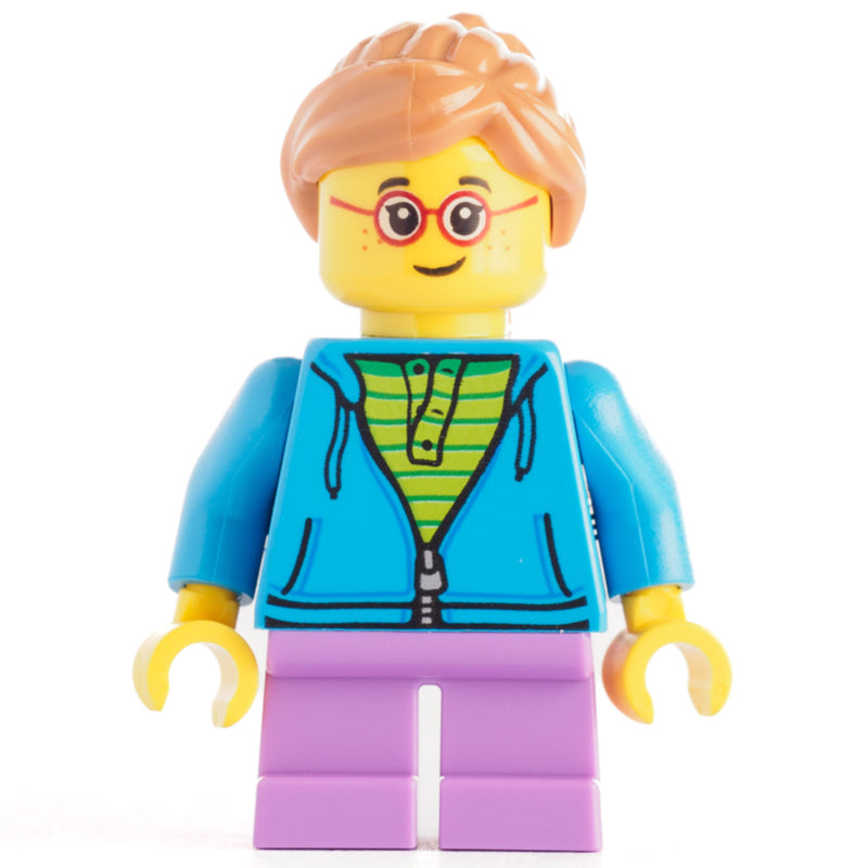 fig-009342 – Kid - Dark Azure Torso, Medium Lavender Legs, Medium Nougat Hair