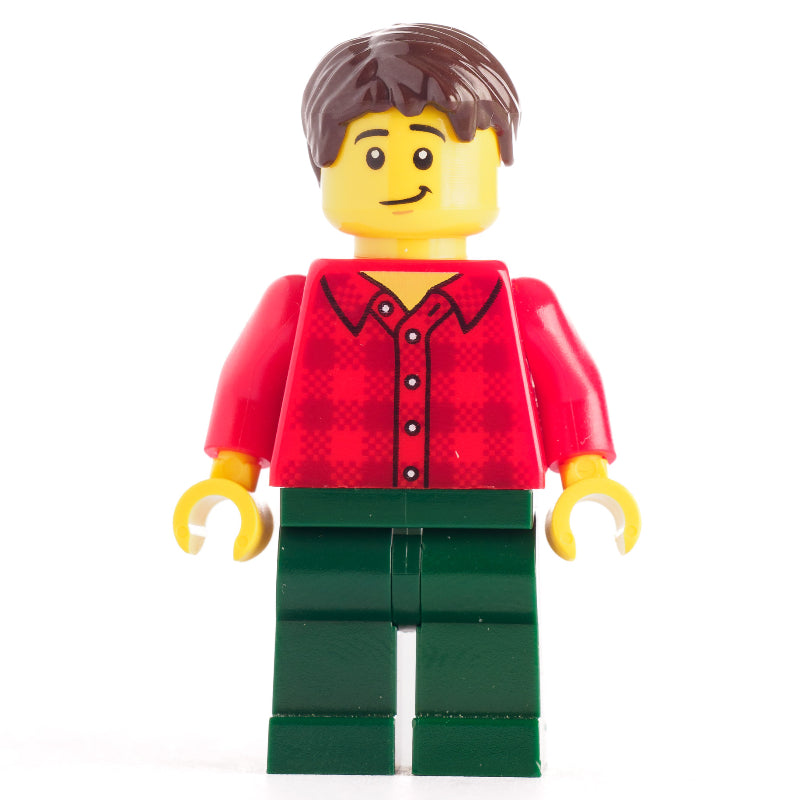 fig-009343 – Red Torso, Dark Green Legs Dark Brown Hair