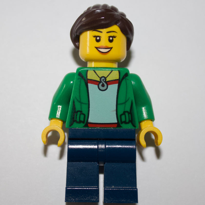 fig-009358 – Green Torso, Dark Blue Legs, Dark Brown Hair