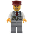 fig-009360 – Light Bluish Grey Torso, Light Bluish Grey legs, Dark Red Hat