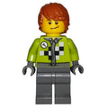 fig-009376 – Lime Torso, Dark Bluish Grey Legs, Dark Orange Hair