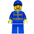 fig-009399 – Worker, Blue Jacket with Orange Stripes, Blue Legs, Blue Cap, Goatee Beard