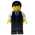 fig-009400 – Man, Black Vest over White Shirt with Tie, Black Legs, Black Hair, Stubble