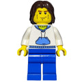 fig-009405 – Man, White and Blue Hoodie, Blue Legs, Dark Brown Hair
