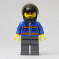 fig-009413 – Worker, Blue Jacket with Orange Stripes, Dark Bluish Gray Legs, Black Helmet with Visor, Orange Sunglasses