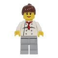 fig-009418 – Chef, Woman, Red Neckerchief, Light Bluish Gray Legs, Reddish Brown Hair, 3626bpr0043 Head