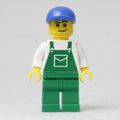 fig-009419 – Man, Green Overalls, Blue Cap, Stubble (4485 Cap)
