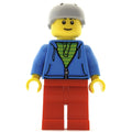 fig-009427 – Man, Open Dark Azure Hoodie over Lime Shirt, Red Legs, Light Bluish Gray Helmet