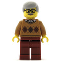 fig-009429 – Man, Medium Nougat Argyle Sweater, Dark Red Legs, Moustache and Glasses