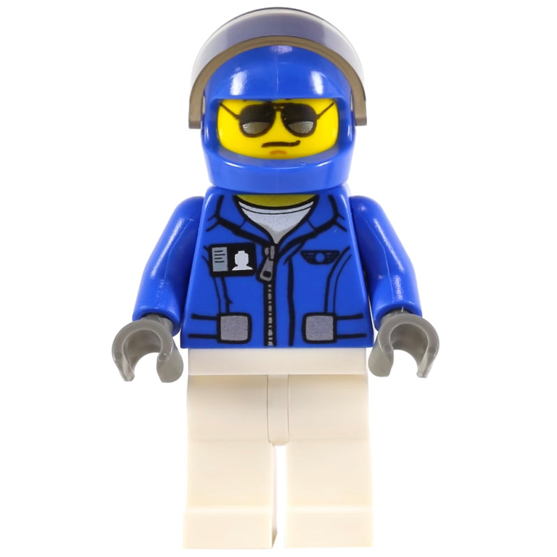 fig-009436 – Pilot, Blue Jacket, White Legs, Blue Helmet with Visor, Sunglasses