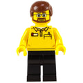 fig-009444 – LEGO Store Employee, LEGO Logo on Back, Reddish Brown Hair, Beard and Glasses