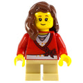 fig-009446 – Girl, Cardigan Tied with Bow and Necklace, Tan Legs, Reddish Brown Hair