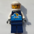 fig-009457 – Racer, Dark Blue Jumpsuit with Octan E Logo, White Helmet with Visor