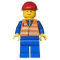 fig-009461 – Worker - Orange Torso, BLue Legs, Red Helmet