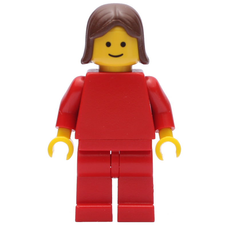 fig-009472 – Woman, Red Torso, Red Legs,  Brown Hair (3626a Head)